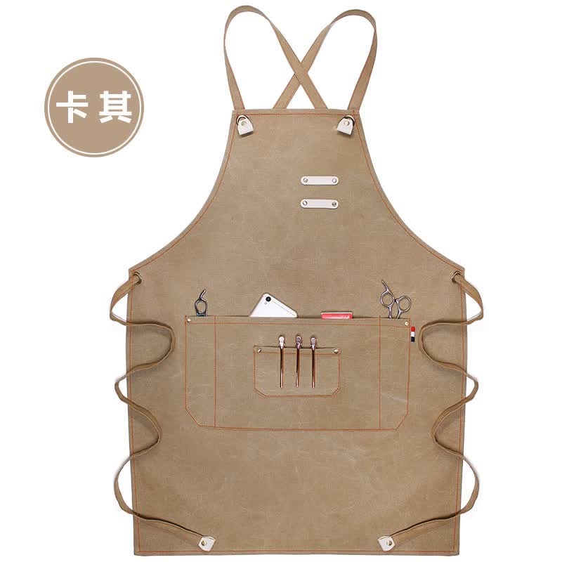 围裙定制印logo花艺师餐饮理发店画画男女画画美术烘焙工作服 本带子