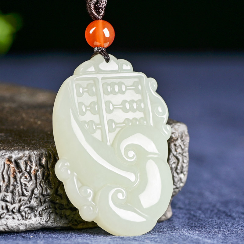 靳钰杨 和田玉吊坠如意算盘男女款招财玉佩八方来财玉石挂件
