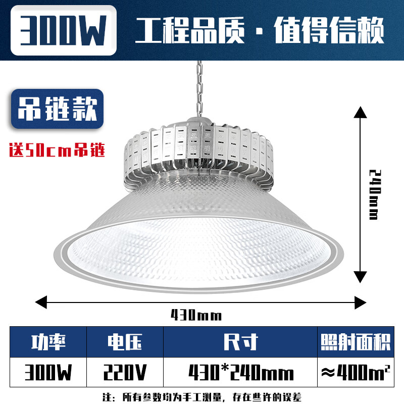 黍魚亞明led工礦燈鰭片工廠房倉庫車間照明燈超亮200W工廠工業(yè)吊燈罩 納米工礦燈300W（送吊鏈吸盤）質(zhì)