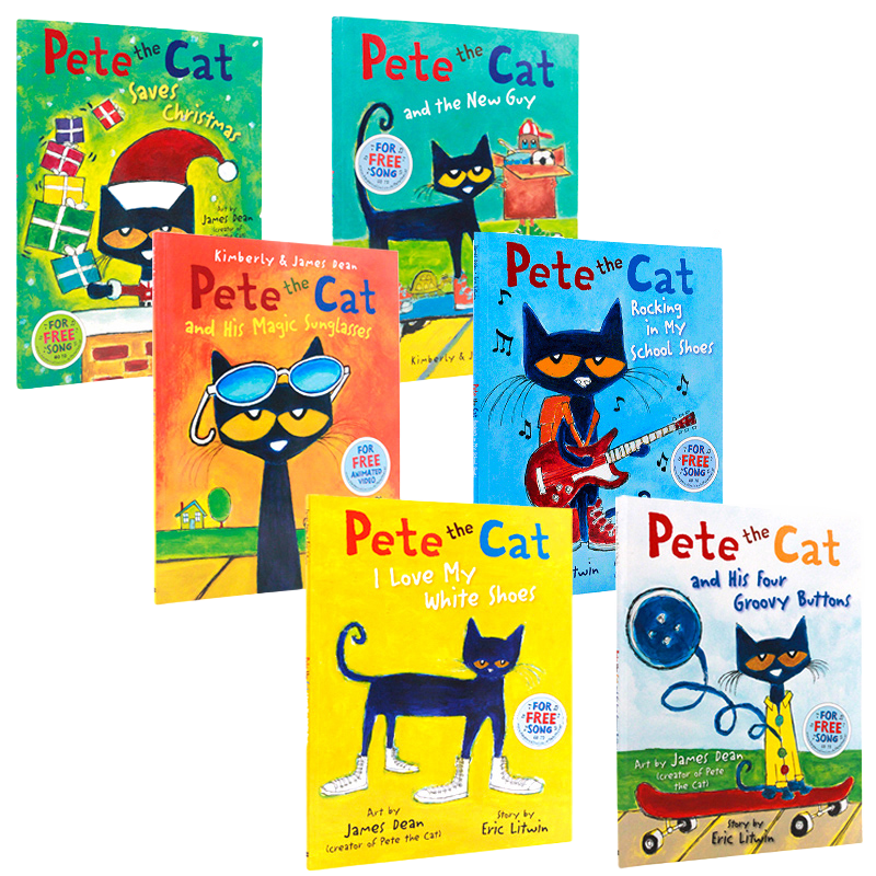 现货 皮特猫英文原版绘本 Pete the Cat I Love My White Shoes我爱白鞋子 6册 好性格养成书 吴敏兰常青藤爸爸书单 图画故事书3-6岁