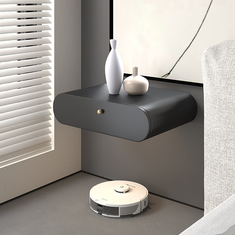 小米石悬浮式床头柜现代简约全实木意式极简壁挂网红智能床边储物收纳