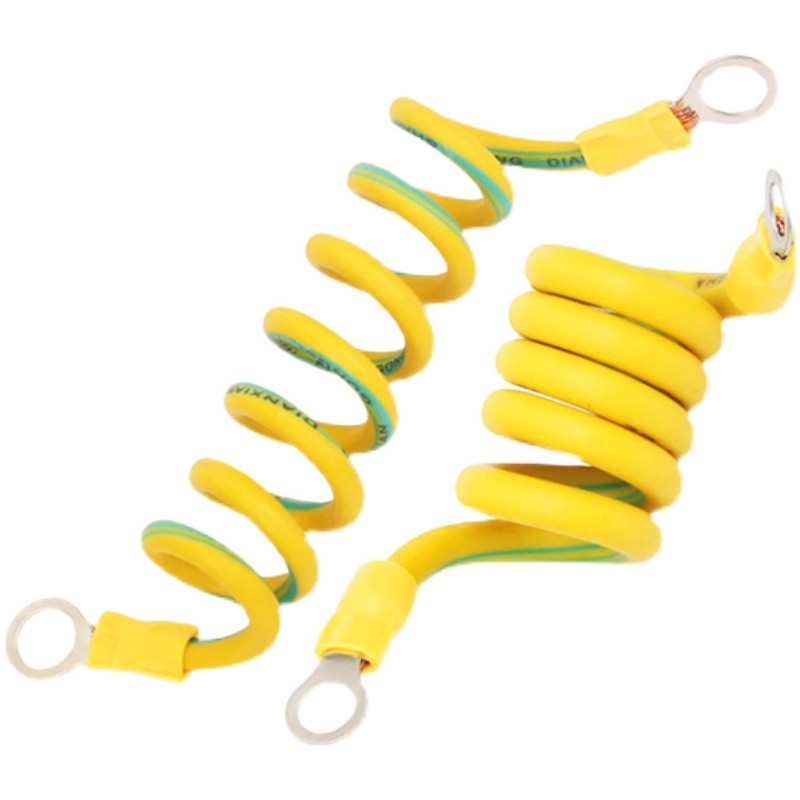 凯祥接地线国标纯铜黄绿双色螺旋伸缩绕圈卷式弹弓桥架跨接电箱连接线