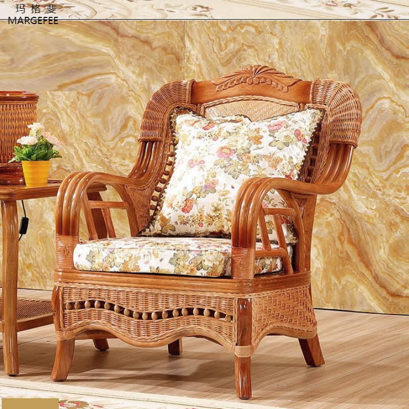 玛格斐 margefee藤沙发组合客厅藤椅沙发五件套藤沙发三人藤编单人