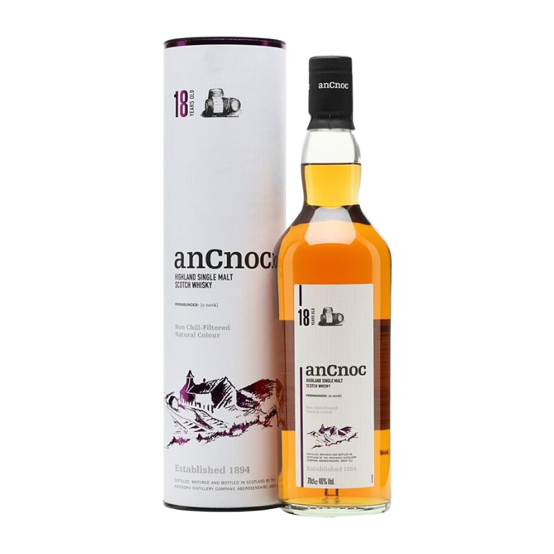 安努克（AnCnoc）700ml单一麦芽威士忌 苏格兰原瓶洋酒礼盒装 安努克18年单一买威士忌