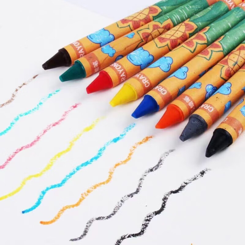 儿童蜡笔宝宝画笔幼儿园彩色笔学生美术涂鸦油画棒不脏手蜡笔套装 盒装8色
