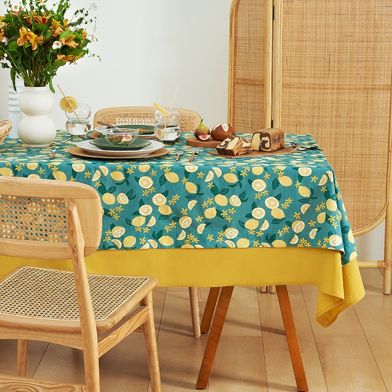 长方形台布春季双层纯棉桌布家用茶几布桌垫布艺尺寸可定制 柠檬树下