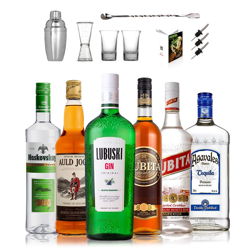 卢布斯基原装进口洋酒自调鸡尾酒套装六大基酒威士忌伏特加朗姆金酒