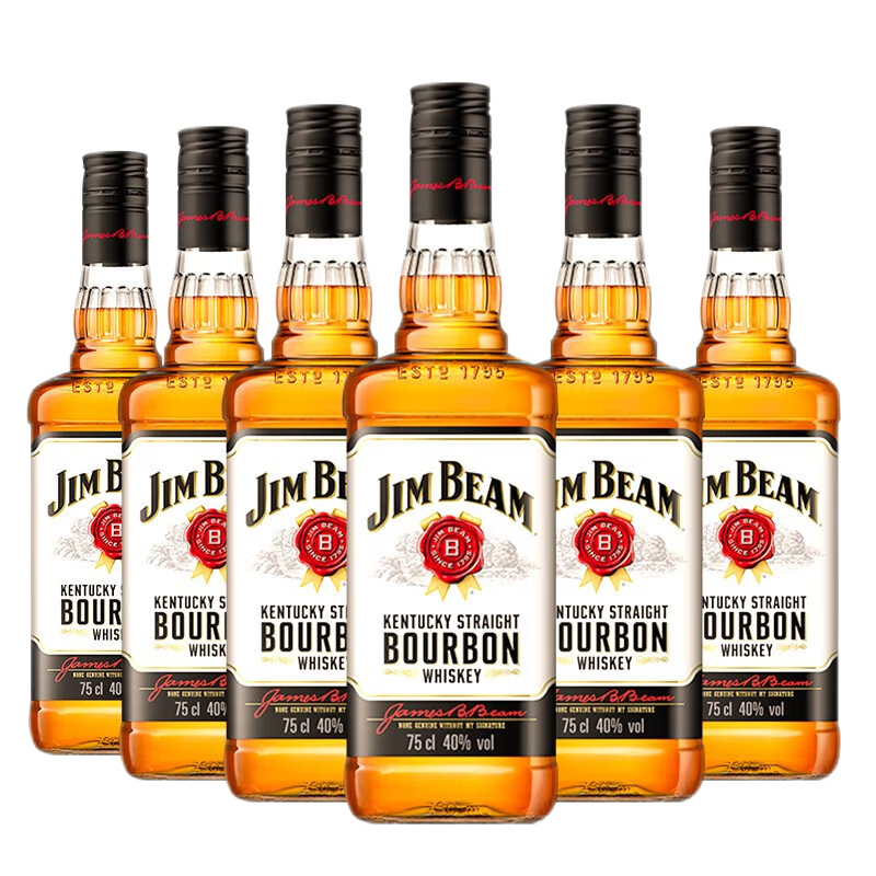 JIM BEAM 金宾 白标肯塔基纯波本威士忌 40%vol 750ml*6瓶