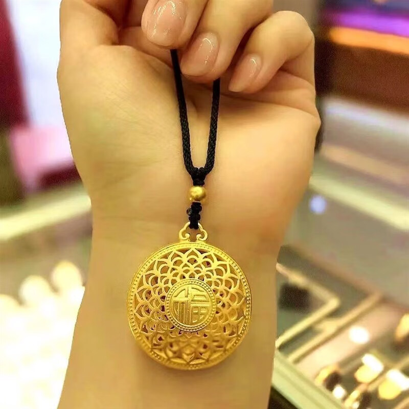 泰妃格沙金八宝福牌罗盘平安扣吊坠男女挂坠赐福保平安古法工艺吊牌 1