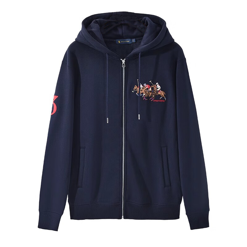 保罗彼得 PAULO PEDRO专柜同款 女子休闲时尚运动舒适加绒连帽开衫卫衣 NABC47520 宝蓝色 XL 120-130斤