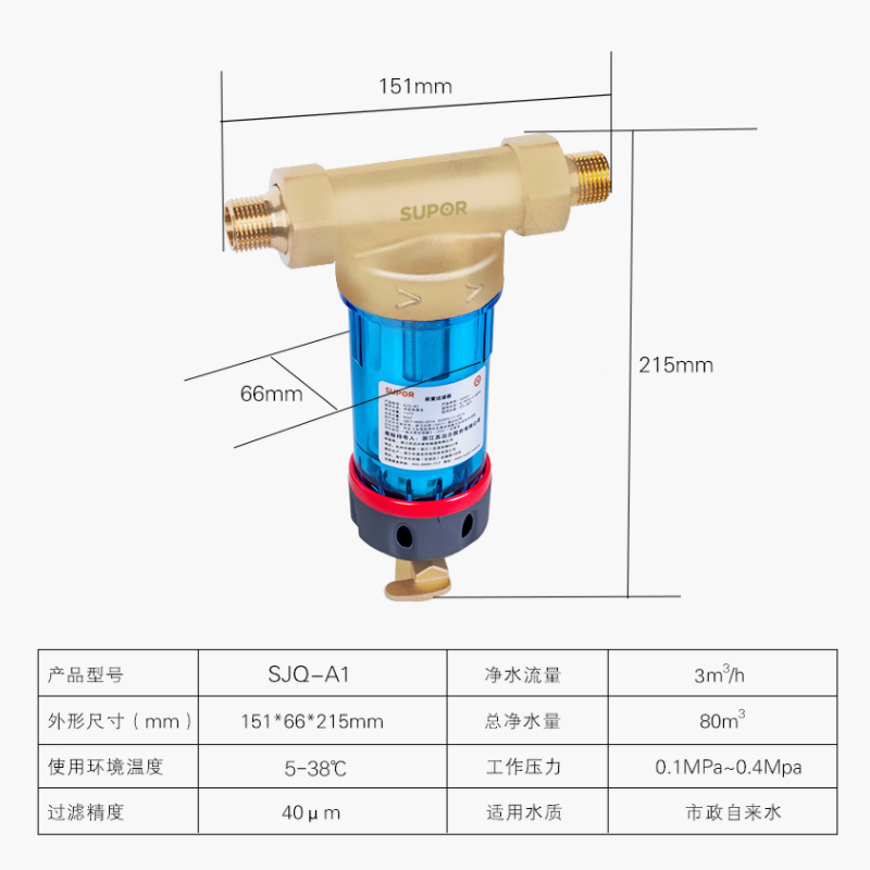 苏泊尔家用前置过滤器管道过滤怎么清洗？