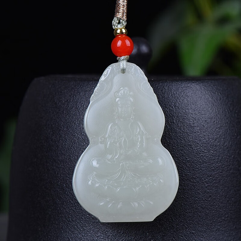 赵禄新疆和田玉观音吊坠男款细料观世音菩萨玉牌白玉玉坠挂件玉佩项链