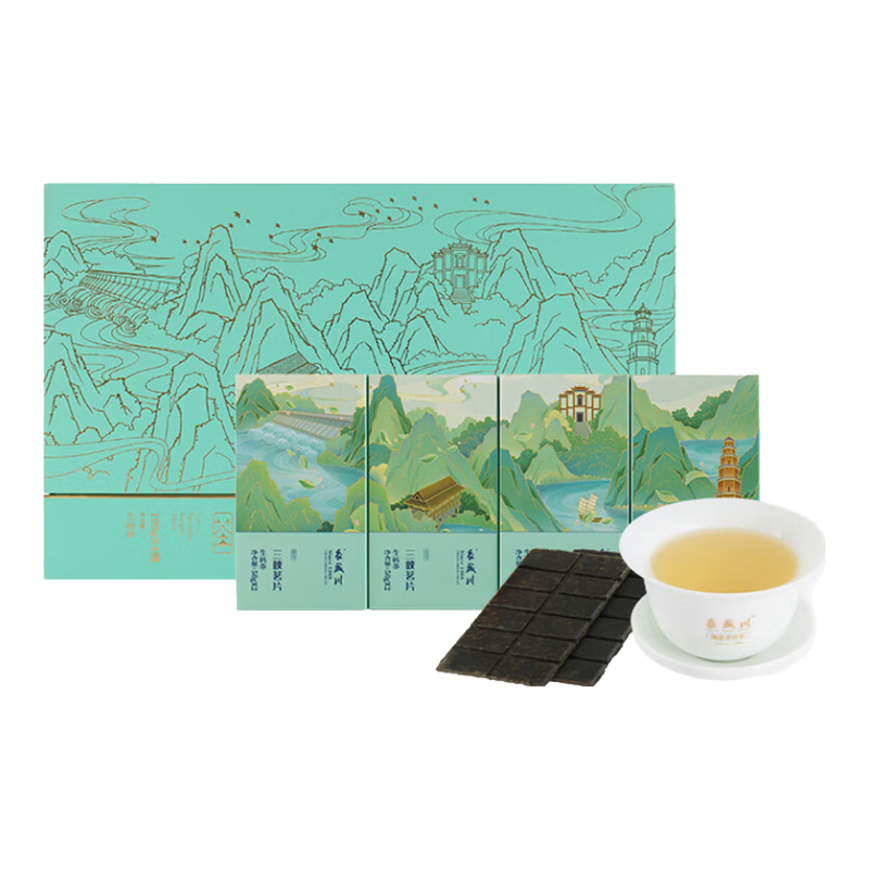 長盛川茶葉 三峽茗片生磚茶禮盒400g 巧克力型口感鮮爽熟栗子香