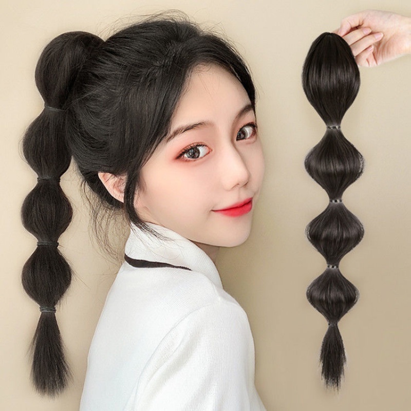 唐妮 假发泡泡假发马尾女绑带式双灯笼高马尾自然逼真长直发假马尾辫子YHF 深棕色50cm属于什么档次？