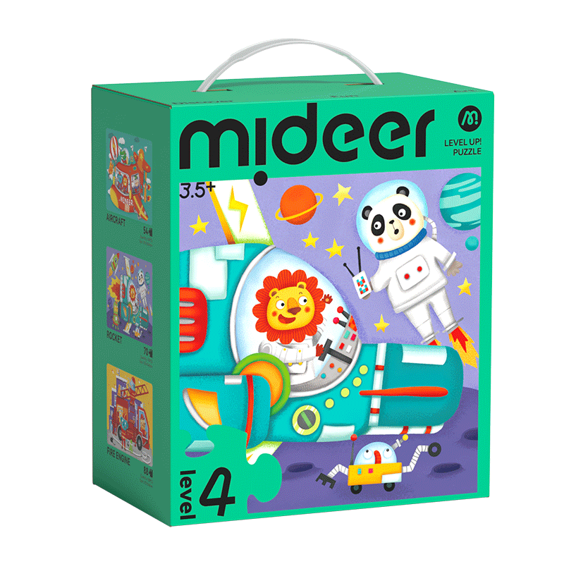 创宙 弥鹿（MiDeer）进阶拼图幼儿早教纸质大块拼图4阶-交通工具(收纳袋款)儿童礼物