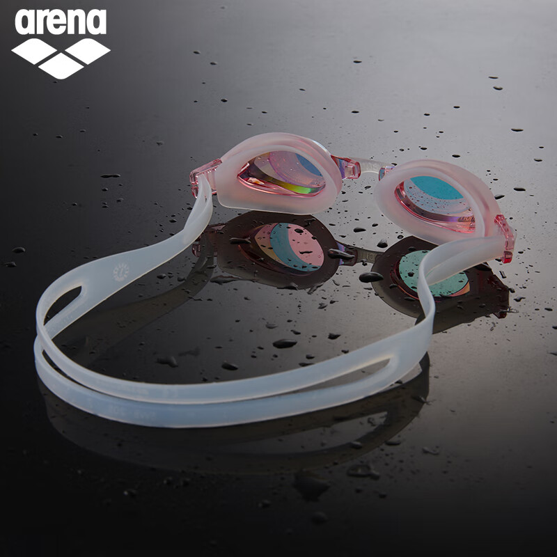阿瑞娜(arena)儿童青少年男女童泳镜防雾先锋进口高清防水不起雾游泳镜泳联认证 粉色-镀膜款(4300JME-RCPK) 平光