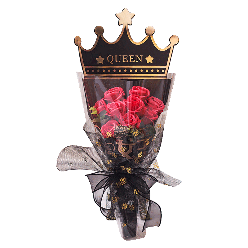 I'MHUAHUA品牌永生花礼品-9朵红色香皂花玫瑰花花束|永生花购物助手