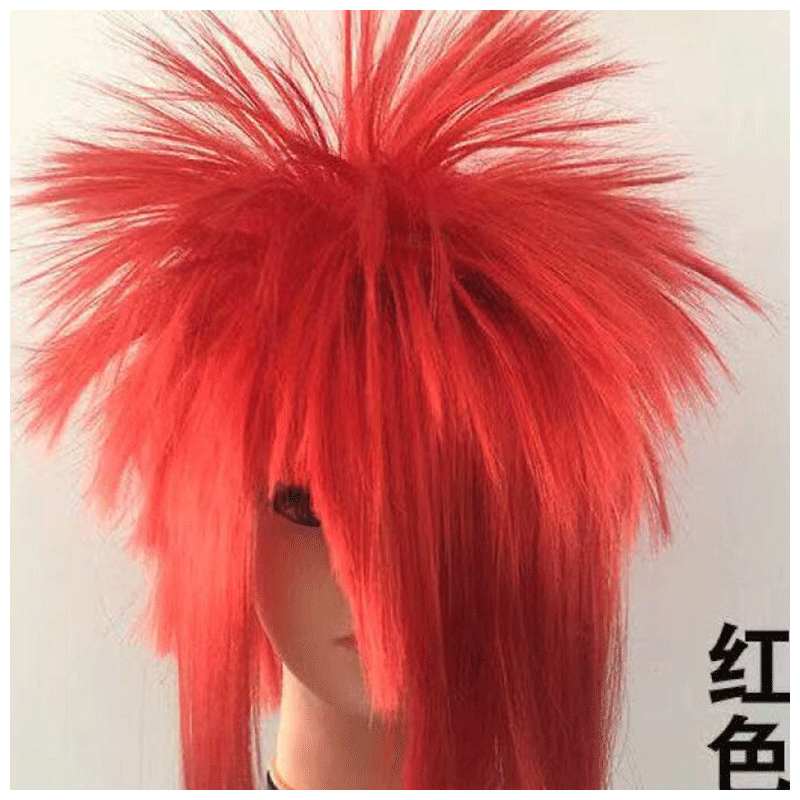 长发公主杀马特假发男朋克造型鸡冠头非主流沙雕女直发爆炸头套 红色