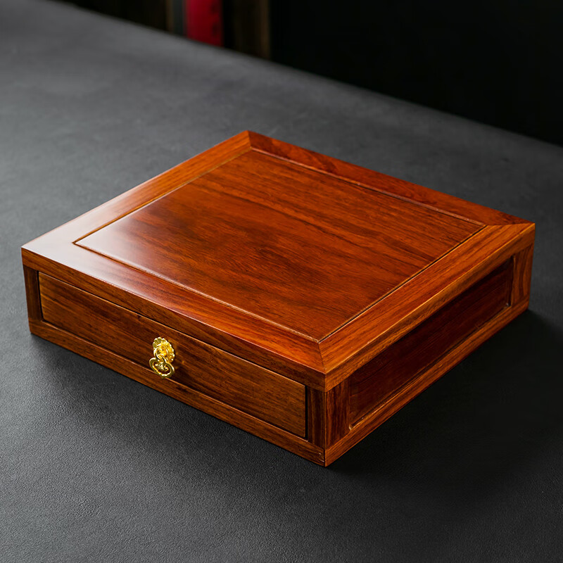 刺猬紫檀花梨木普洱茶收纳盒茶叶罐分茶盘茶饼礼品盒空盒 花梨木茶盒