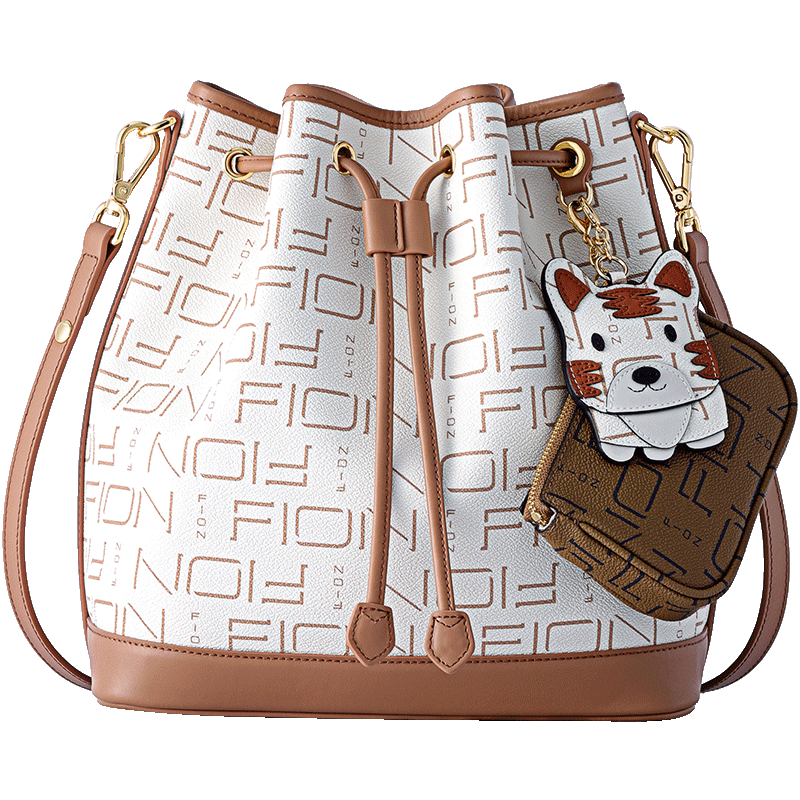 菲安妮fion老花子母水桶包女包时尚高级轻奢单肩斜挎包白茶实付5410元