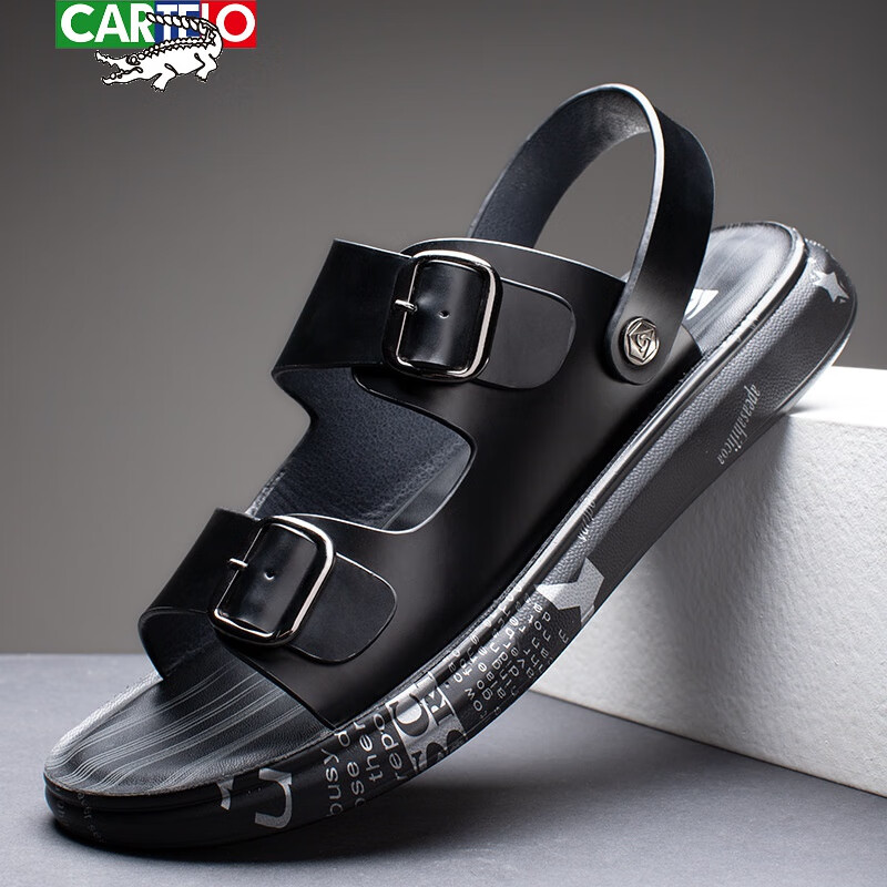 卡帝乐鳄鱼轻奢高档凉鞋男夏季新品外穿拖鞋两用休闲沙滩时尚乳胶垫软