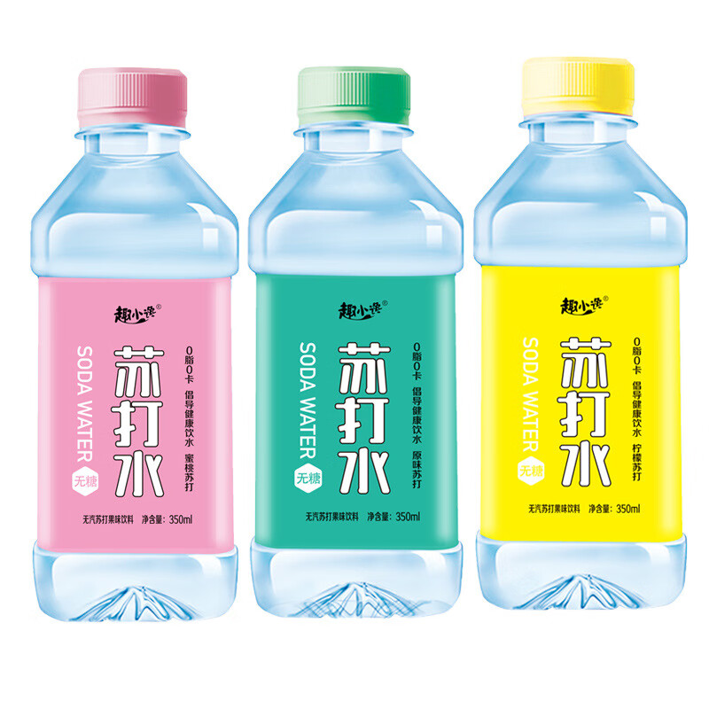 苏打水350ML24瓶整箱装柠檬味蜜桃原味无汽无糖纯净水 24瓶 （三种混装共