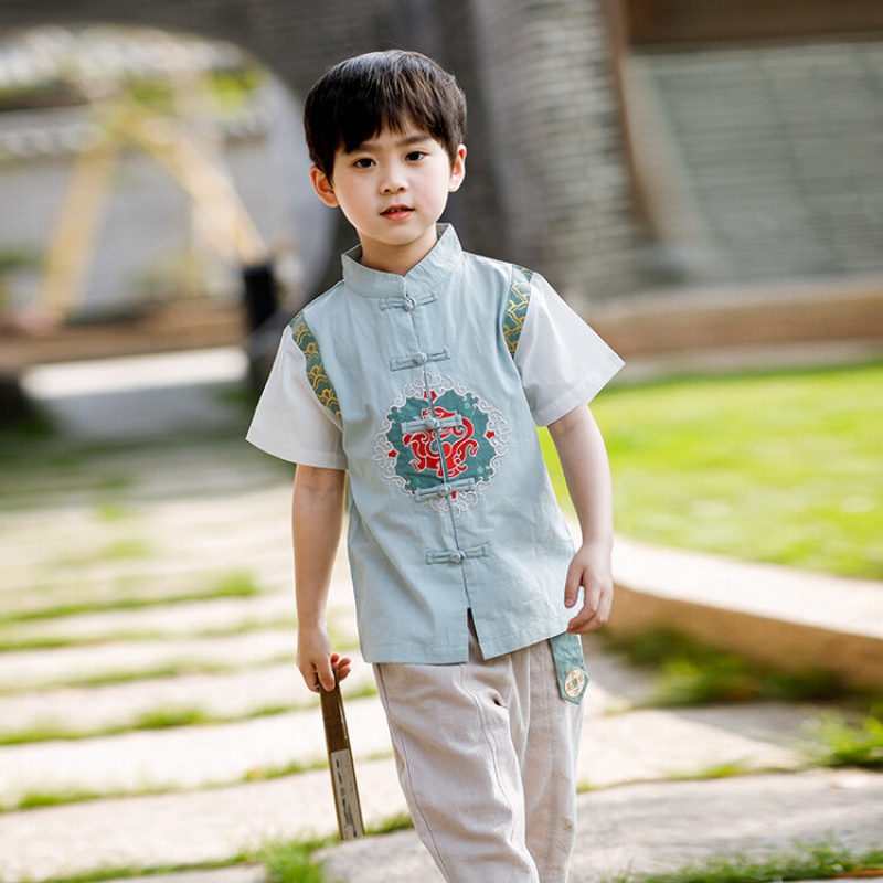 哈兜儿 童装汉服男童古风帅气夏装周岁礼服男宝宝夏季古装中国风儿童