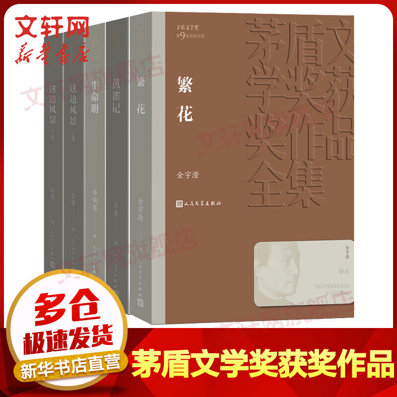 第九届茅盾文学奖获奖作品全集5册 这边风景+生命册+繁花+黄雀记 人民文学出版社