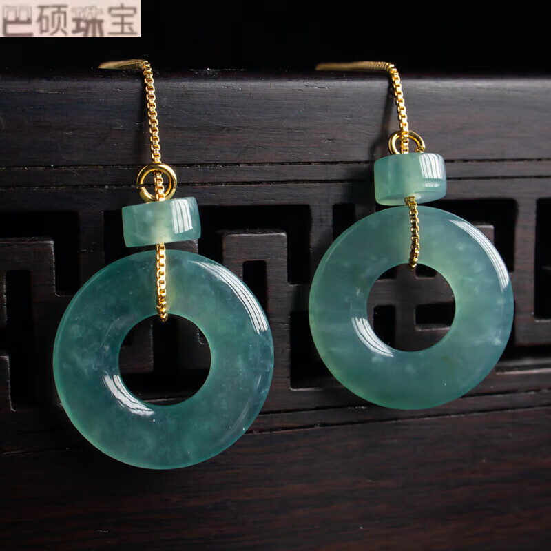 誉尚荣a货翡翠甜甜圈耳线 仙女风耳饰送礼