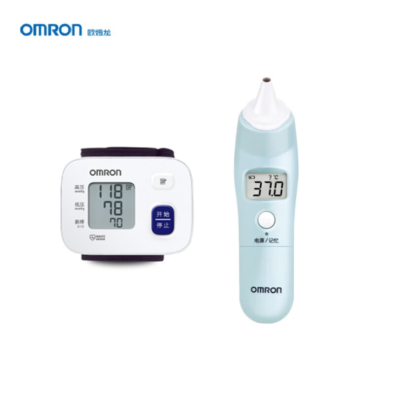 欧姆龙电子血压计HEM-6161  和 欧姆龙红外线耳式体温计TH839S 组合套装
