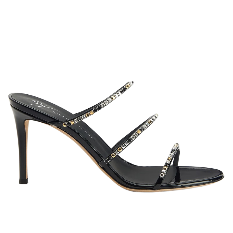 GIUSEPPEZANOTTI【七夕禮物】GZ女士FW23秋冬優(yōu)雅細跟露趾彩鉆高跟鞋 001黑色 37