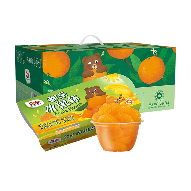 都乐(dole)dole都乐水果杯即食黄桃橘子罐头果肉复合果汁杯无添加白