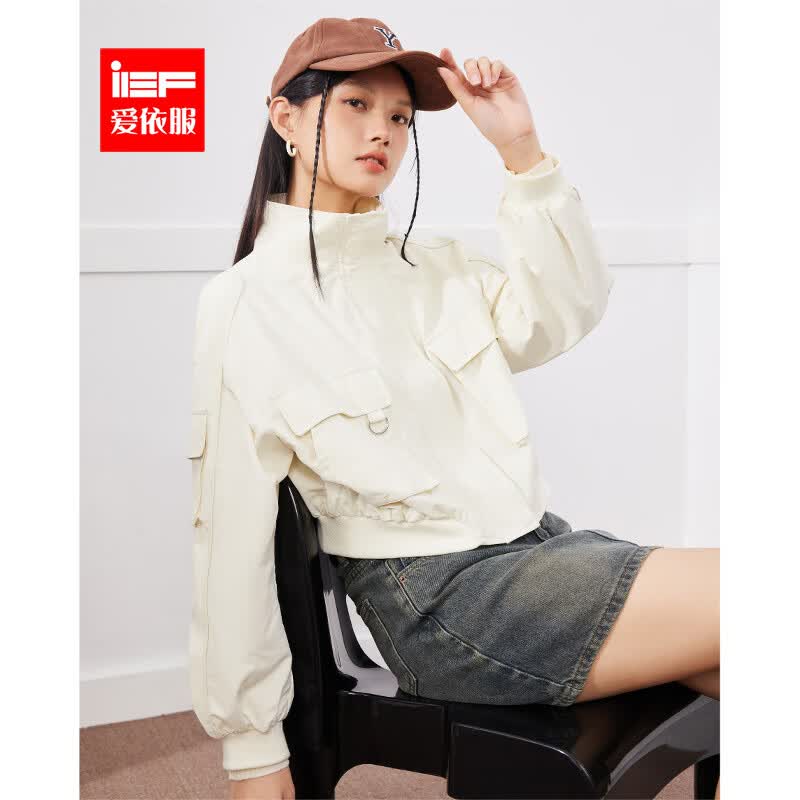 IEF/爱依服2023秋季新款潮流时尚个性大口袋工装风休闲短款外套女 杏 M怎么样,好用不?
