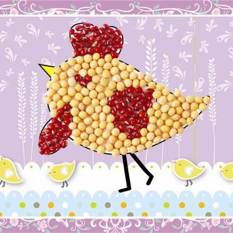 五谷杂粮粘贴画diy幼儿园宝宝手工制作材料包儿童创意材料 4号小鸡