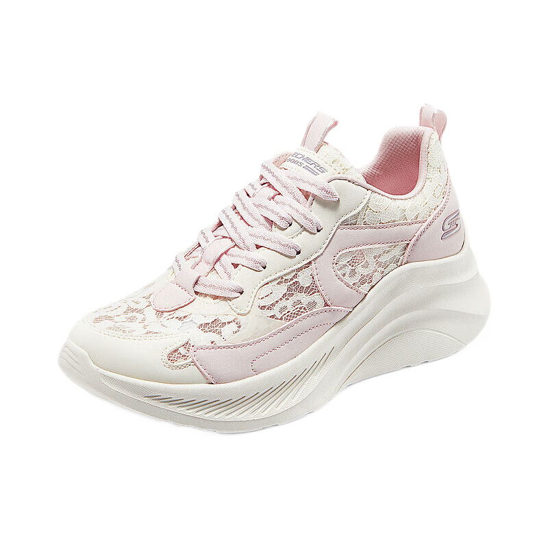 斯凯奇（Skechers）糕糕鞋女鞋夏季厚底增高休闲鞋蕾丝透气户外运动鞋松糕鞋117520
