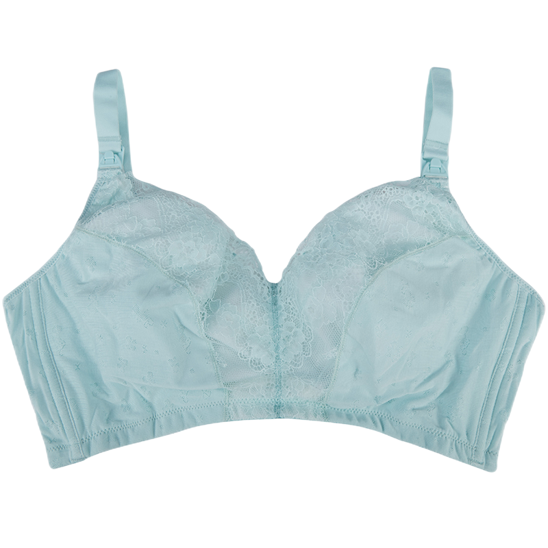 贝佳人哺乳文胸全罩杯侧收聚拢调整型棉质舒适无钢圈孕妇内衣上托 蓝