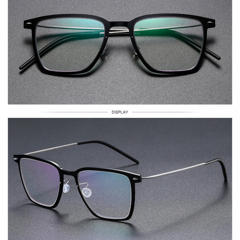 无螺丝设计超轻纯钛纳米眼镜架男简约时尚眼镜女 黑枪框 只买镜框(试
