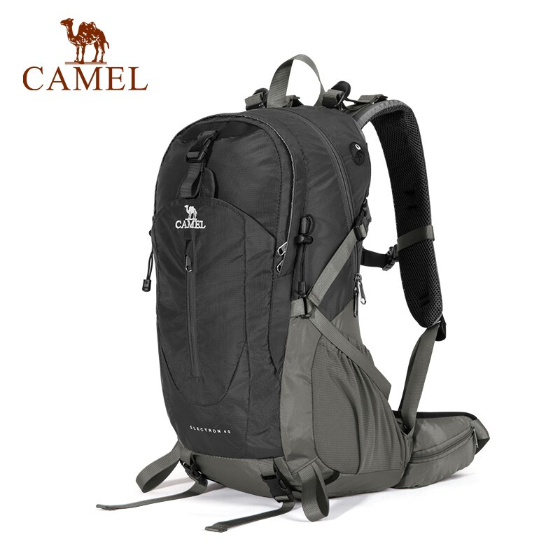 骆驼（CAMEL）户外轻便登山包大容量专业徒步防水旅行包超轻背包双肩包男女 A1W3QJ111 深灰 40L