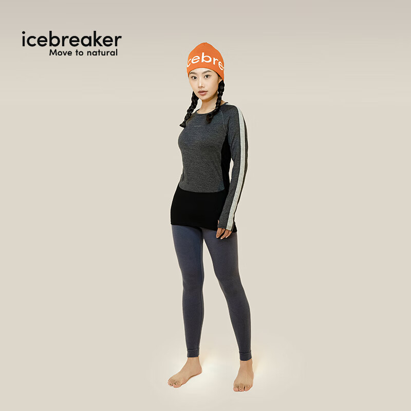 icebreaker美利奴羊毛女260 ZoneKnit户外跑步滑雪运动保暖贴身层功能内衣 花灰色 M