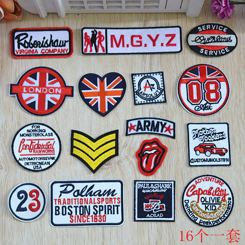 牌布 时尚百搭徽章补丁 补衣服牛仔裤贴 布贴 刺绣贴花破洞图案缝补贴