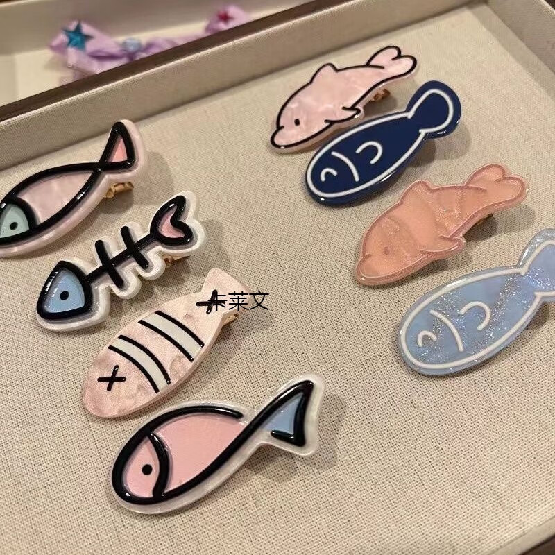 卡莱文少女感海洋系列发夹可爱小鱼干小海豚刘海夹侧边夹气女 鱼系列