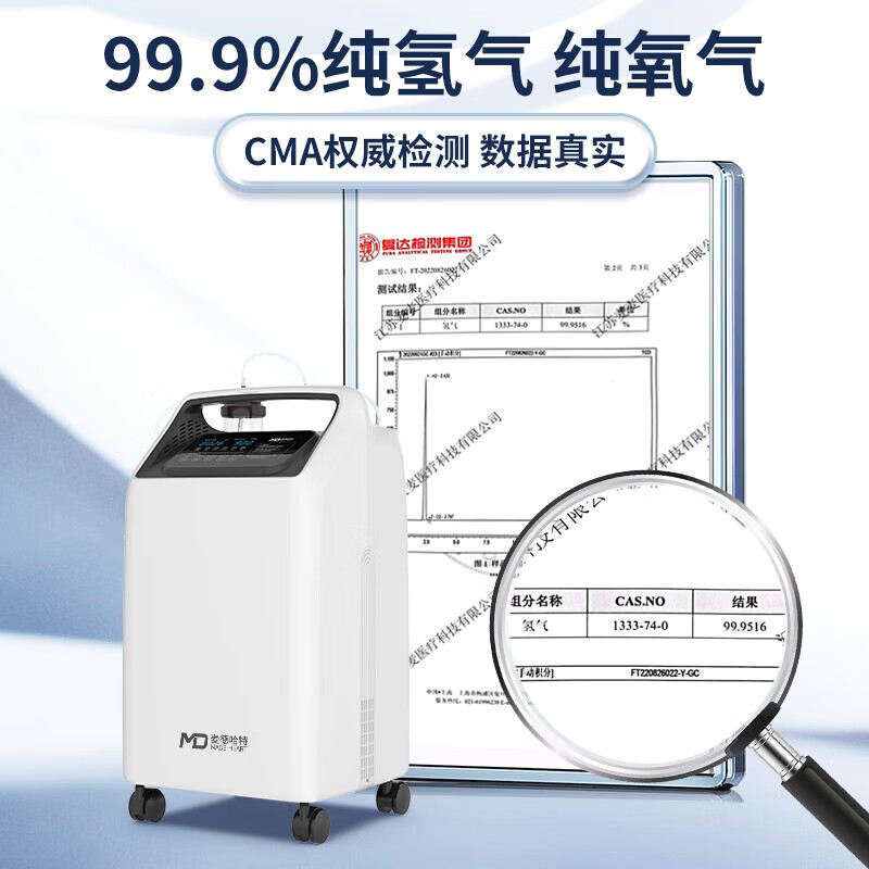 麦德哈特【德国品牌】氢气机家用一体式氢氧混合吸制氢机氢氧呼吸机99.9%氢气纯度1350ml大流量