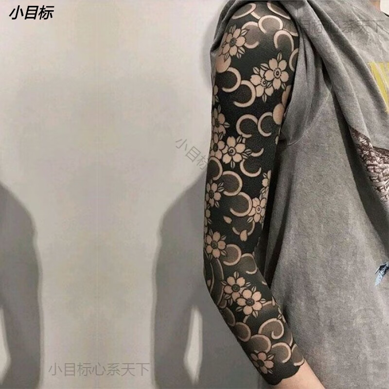 淘菲象海浪纹身贴樱花臂全臂女男满臂大花臂不反光防水浪花日式草本