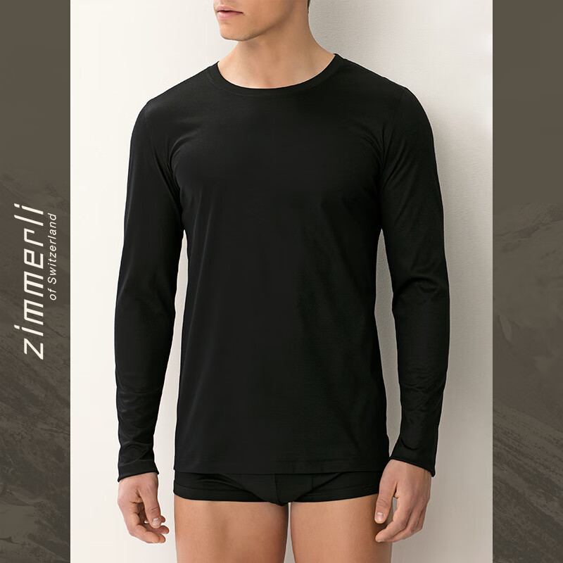 齐穆里Zimmerli SEA ISLAND男士海岛棉纯棉长袖T恤286-1443 黑色_086 XXL