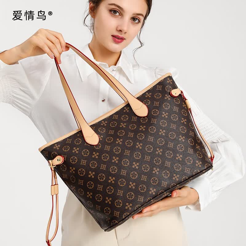 爱情鸟轻奢包包女包单肩包托特大容量女士手提包经典印花欧美风单肩