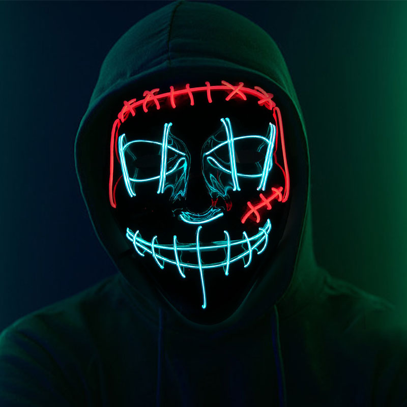 堡垒之夜天狐 发光面具狐狸万圣节派对猫脸led狂欢夜面罩脸谱表演科技