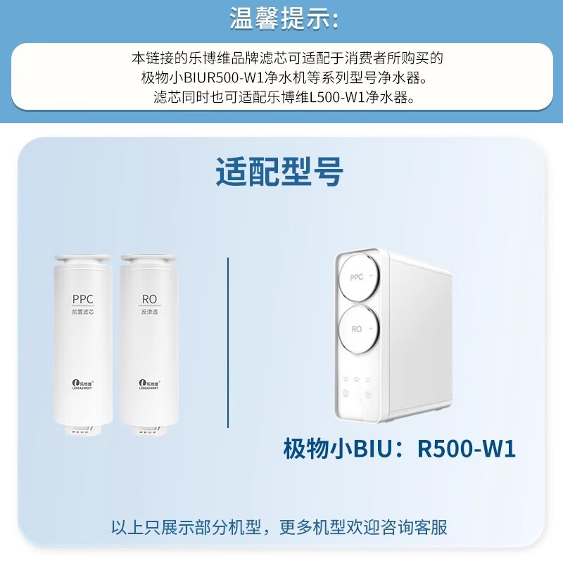 乐博维滤芯适配苏宁极物小Biu净水器滤芯R500-W1滤芯净水机复合PPC通用滤芯反渗透膜 R500-W1 一级复合滤芯