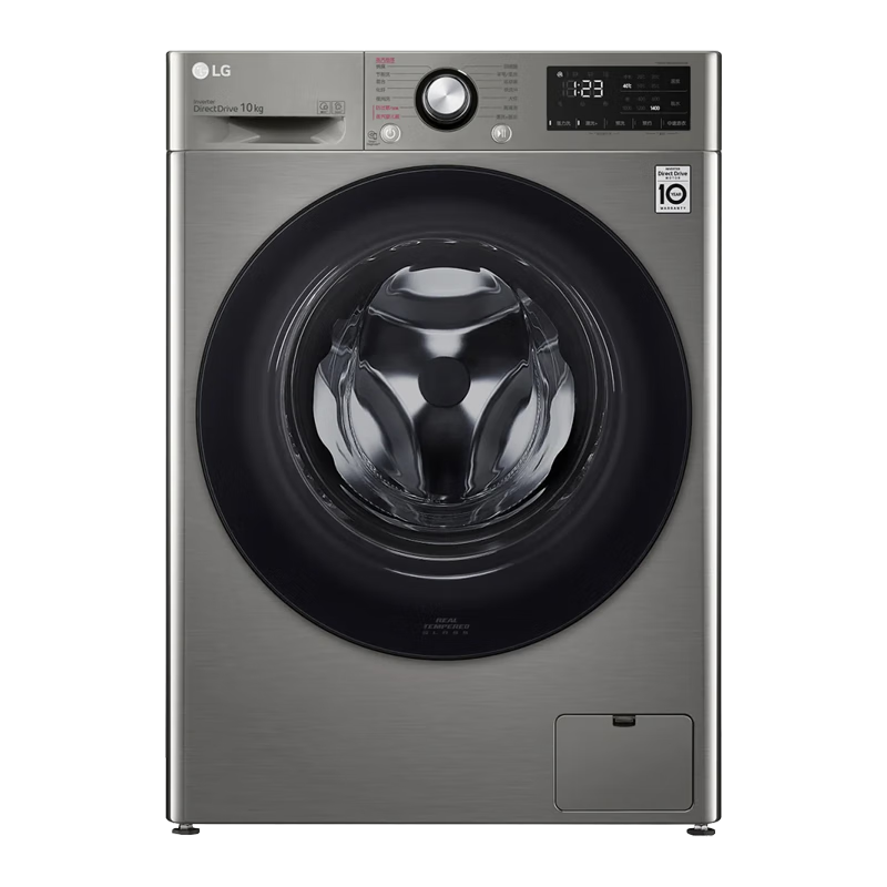 LG 9公斤全自动滚筒洗衣机 AI智能直驱变频 蒸汽除 纤薄机身 360°速净喷淋 FG90BV2 时尚曜岩黑单洗FG90BV2