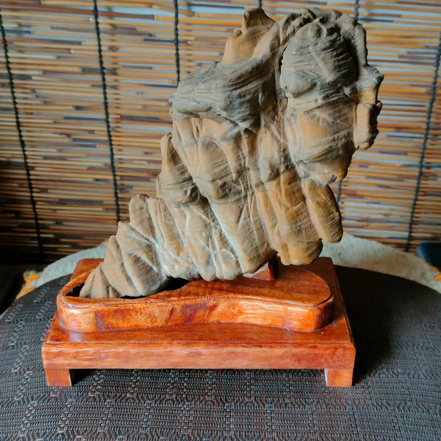 新坑黄木纹松花石 长白山松花石天然奇石观赏石 书房家居玄关摆件