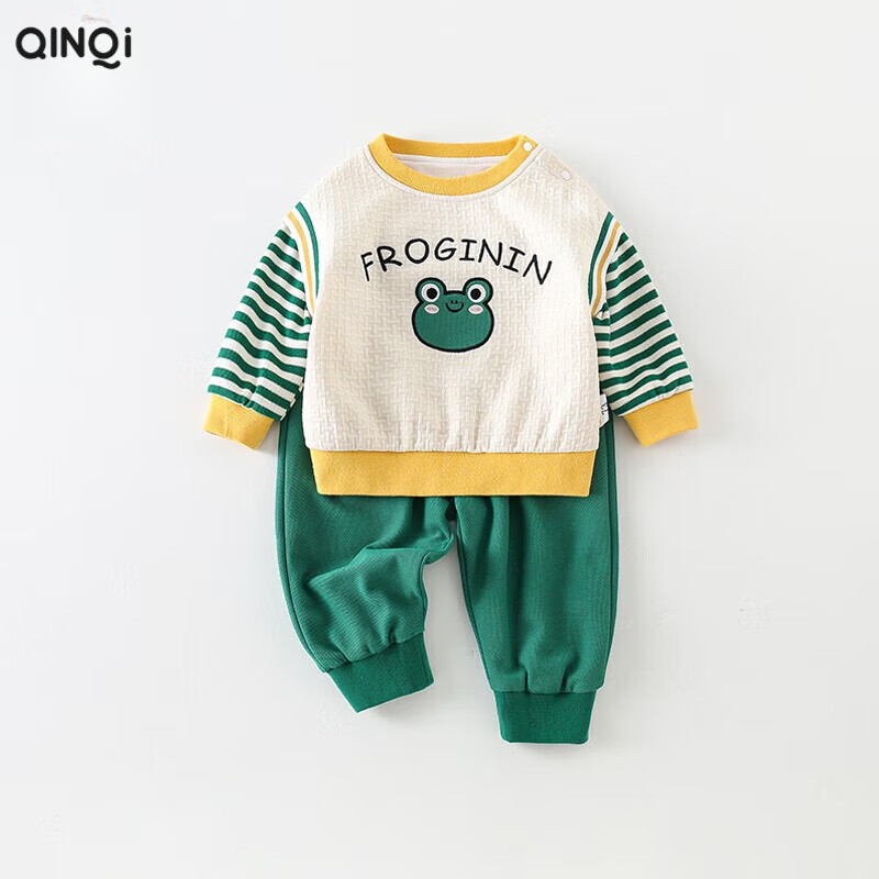 duckkids高端品牌婴儿套装春季男宝宝衣服春装外出卡通卫衣休闲裤婴幼